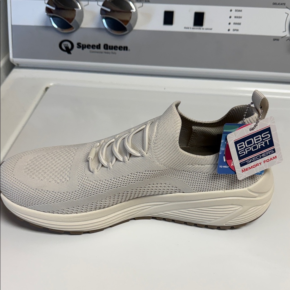Skechers Bobs Cream Knit Slip-Ons